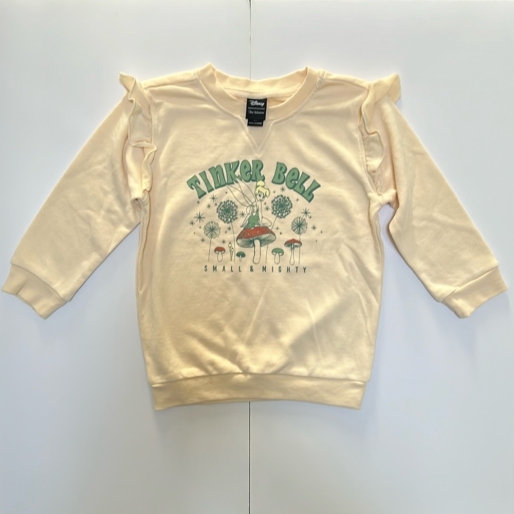 Disney Our Universe Toddler Girls Tinker Bell Ruffled Crewneck Size 5T.